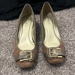 Bandolino Brown Heels with Decorative Buckle 1.75 inch wedge